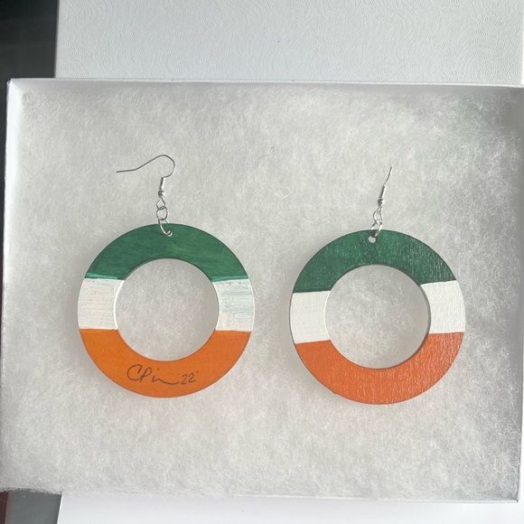 Irish Flag Hoop Earrings - Picture 3 of 7